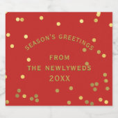 Red Gold Confetti Jahreszeit Grüße Weinkarte Schaumweinetikett (Einzelnes Label)