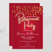 Red Gold Confetti Renten Party Einladungen (Vorne/Hinten)