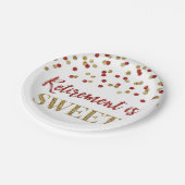 Red Gold Confetti Retirement ist Sweet Pappteller (Schrägansicht)