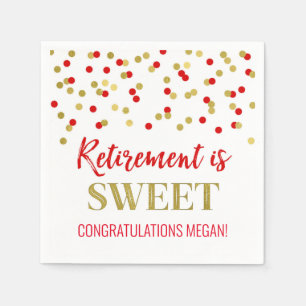 Red Gold Confetti Retirement ist Sweet Serviette