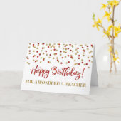 Red Gold Confetti Teacher Geburtstagskarte Karte (Gelbe Blume)