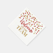 Red Gold Confetti Willkommen im Team Napkins Serviette (Ecke)