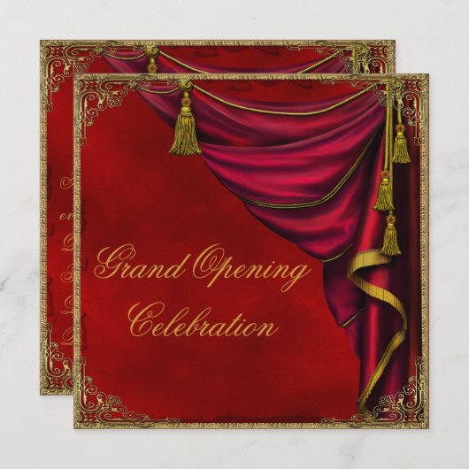 Red Gold Corporate Business Grand Opening Einladung (Vorne/Hinten)