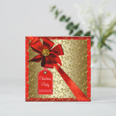 Red Gold Corporate Weihnachten-Party Einladungen (Stehend Vorderseite)