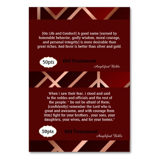 Red/Gold Courts Cards Tischnummer (Rückseite)