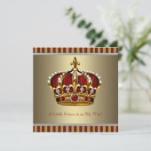 Red Gold Crown Little Prince Boy Baby Dusche Einladung (Stehend Vorderseite)
