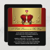 Red Gold Crown Prince Baby Dusche Einladung (Vorne/Hinten)