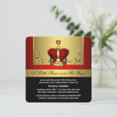 Red Gold Crown Prince Baby Dusche Einladung (Stehend Vorderseite)