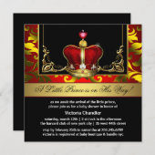 Red Gold Crown Prince Baby Shower Einladungen (Vorne/Hinten)