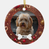 Red Gold Custom Pet Puppy Dog Foto Keramik Ornament (Vorne)