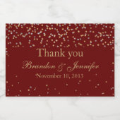 Red & Gold Custom Wedding Sparkling Wine Label Schaumweinetikett (Einzelnes Label)