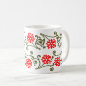 Red Gold Daisy and Curls Etching Coffee Tasse (VorderseiteRechts)