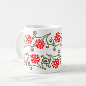 Red Gold Daisy and Curls Etching Coffee Tasse (Vorderseite Links)