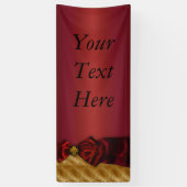 Red Gold Damask Bow Banner (Vertikal)