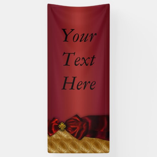 Red Gold Damask Bow Banner (Vertikal)