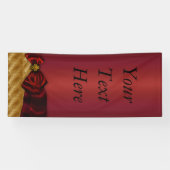 Red Gold Damask Bow Banner (Horizontal)