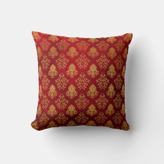 Red & Gold Damask Kissen (Vorderseite)