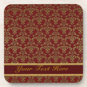 Red & Gold Damask Muster Untersetzer