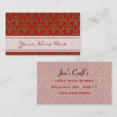 Red & Gold Damask Muster Visitenkarte (Vorne/Hinten)