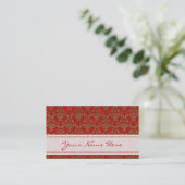Red & Gold Damask Muster Visitenkarte (Stehend Vorderseite)