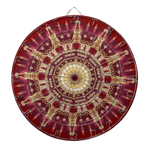 Red Gold Decorative Dartboard Dartscheibe (vorne)