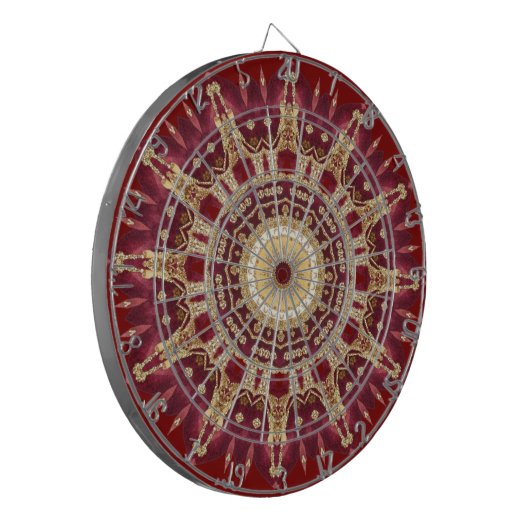 Red Gold Decorative Dartboard Dartscheibe (Vorderseite Links)