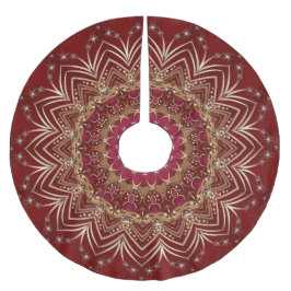 Red Gold Decorative Tree Skirt Polyester Weihnachtsbaumdecke