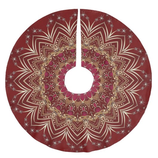 Red Gold Decorative Tree Skirt Polyester Weihnachtsbaumdecke (Vorderseite)