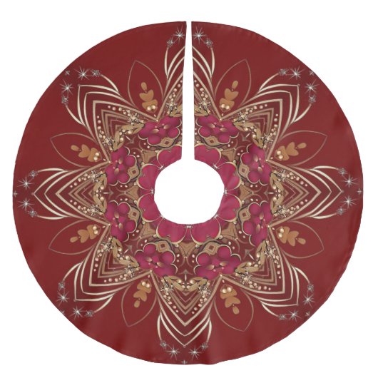 Red Gold Decorative Tree Skirt Polyester Weihnachtsbaumdecke (Vorderseite)