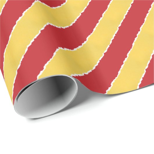 Red Gold Diagonal Stripes Imitate schießen Weihnac Geschenkpapier (Rolleneckpunkt)