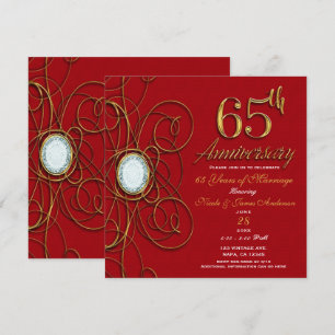 Red & Gold Diamond 65 65 Jahre Einladung