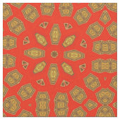 Red Gold Diamond Circle Pattern Stoff (Nahaufnahme)
