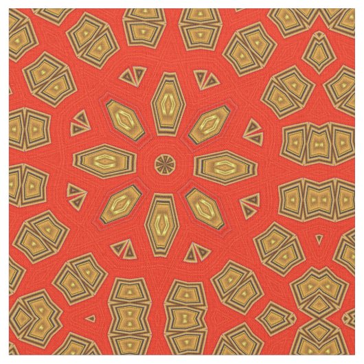 Red Gold Diamond Circle Pattern Stoff (Nahaufnahme)