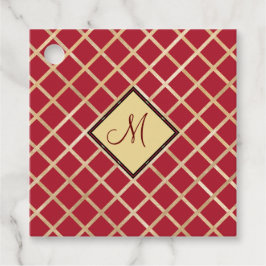 Red Gold Diamond Geometric Monogram Custom Geschenkanhänger