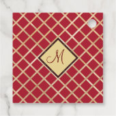 Red Gold Diamond Geometric Monogram Custom Geschenkanhänger (Rückseite)