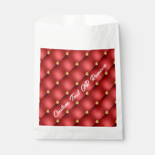 Red Gold Diamond Tufed Custom Text Fevor Bag Geschenktütchen
