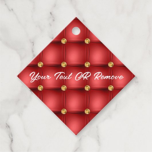 Red Gold Diamond Tufed Custom Text Geschenkmarke Geschenkanhänger (Vorderseite)