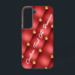 Red Gold Diamond Tufed Custom Text Ihr Name Samsung Galaxy Hülle<br><div class="desc">Samsung Galaxy Hüllen oder iPhone Fälle mit Golden Diamond Tufted Leder Custom Text Name Red Gold Personalisiert Geschenk - Wählen / Fügen Sie Ihren Lieblings-Text - Name OR Entfernen Text - Make Your Special Gift - Neu vergrössern und verschieben oder entfernen und fügen Sie Text / Elemente mit Anpassungs-Tool. Wählen...</div>