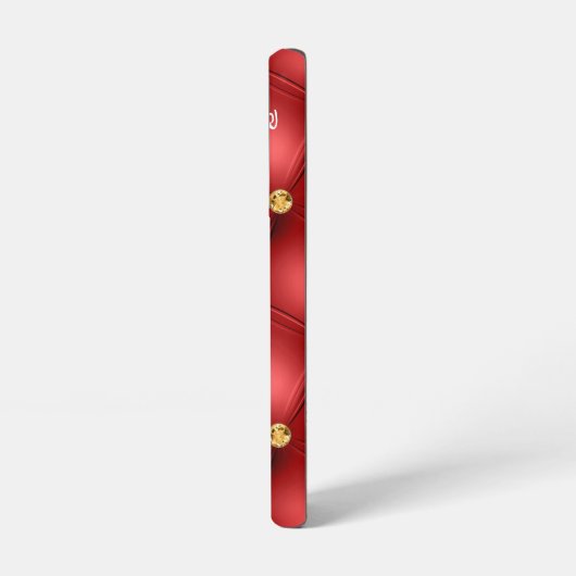 Red Gold Diamond Tufed Custom Text Ihr Name Samsung Galaxy Hülle (Linke Seite)