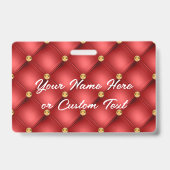Red Gold Diamond Tufed Custom Text Name Abzeichen Ausweis (Rückseite)