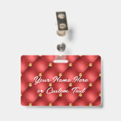 Red Gold Diamond Tufed Custom Text Name Abzeichen Ausweis (Rückseite mit Clip)