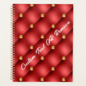 Red Gold Diamond Tufed Custom Text Planner Planer (Vorderseite)