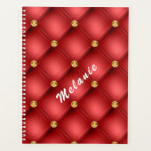 Red Gold Diamond Tufed Custom Text Planner Planer (Vorderseite)