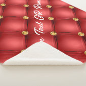 Red Gold Diamond Tufed Custom Text Sherpa Blanket Sherpadecke (3/4)