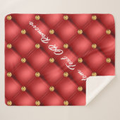 Red Gold Diamond Tufed Custom Text Sherpa Blanket Sherpadecke (Vorderseite (Horizontal))