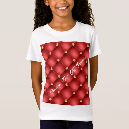 Red Gold Diamond Tufed Custom Text T - Shirt (Vorderseite)