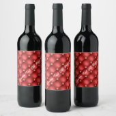 Red Gold Diamond Tufed Custom Text Wine Label Weinetikett (Flaschen)
