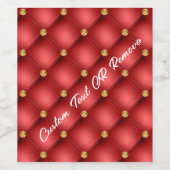 Red Gold Diamond Tufed Custom Text Wine Label Weinetikett (Einzelnes Label)