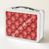 Red Gold Diamond Tuft Metal Lunch Box Custom Text (Rückseite)