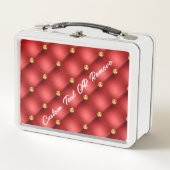 Red Gold Diamond Tuft Metal Lunch Box Custom Text (Vorderseite)